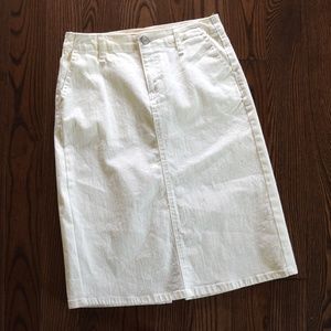 Gap Jeans White Denim Knee Length Skirt
